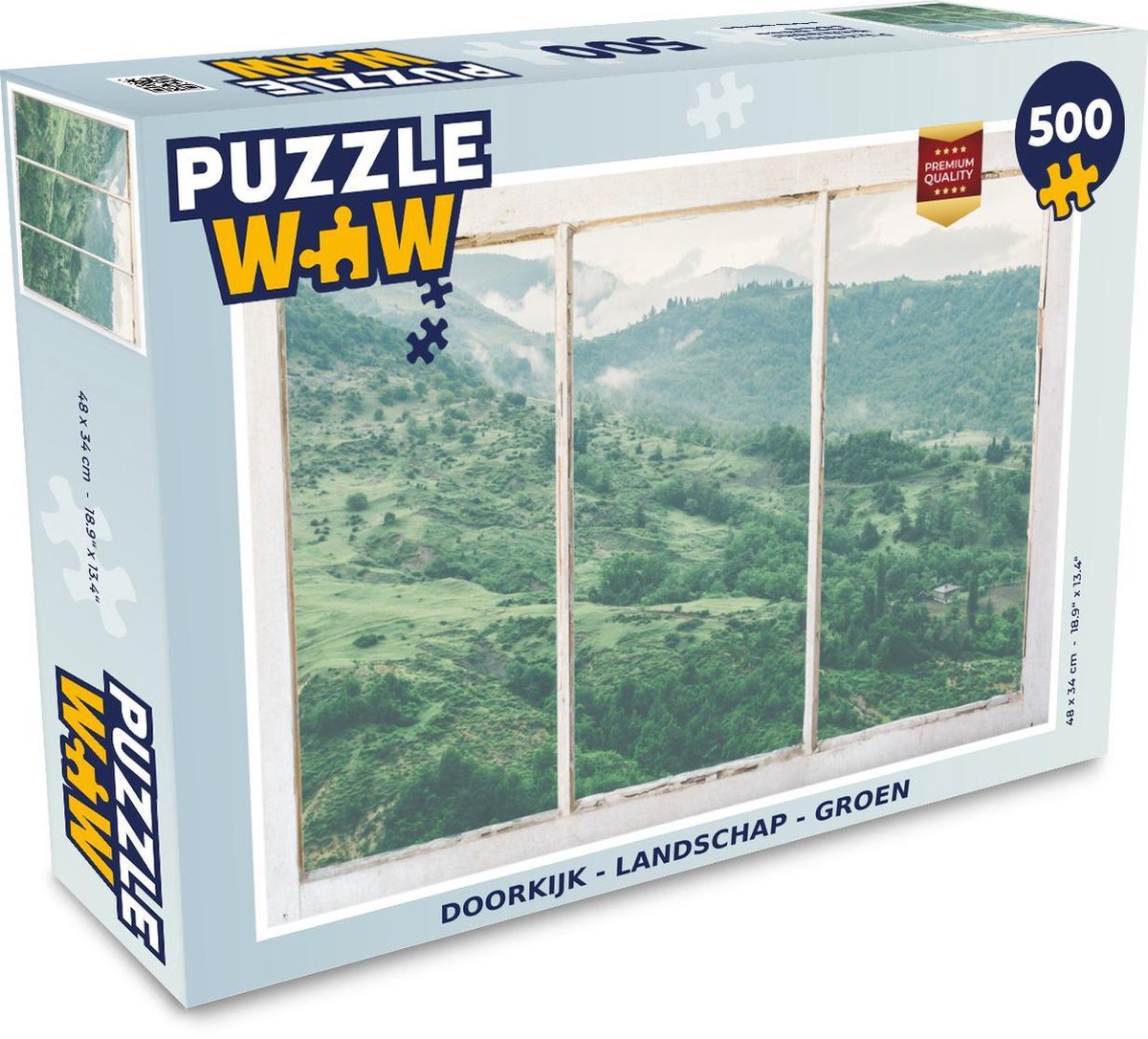 Puzzel - Puzzel 500 stukjes - Doorkijk - Landschap - Groen - Legpuzzel