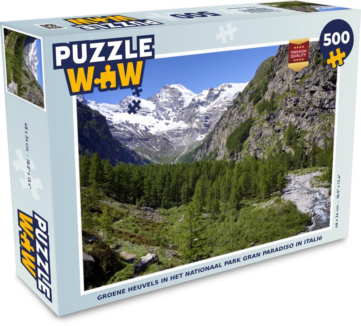 Puzzel Nationaal Park Gran Paradiso 500 stukjes - Groene heuvels in het Nationaal Park Gran Paradiso in Italië