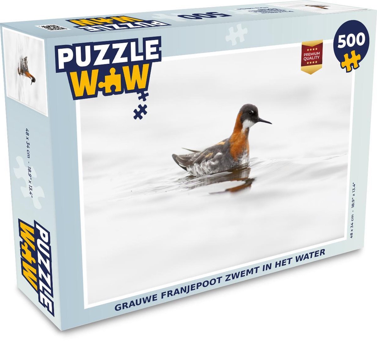Puzzel Grauwe franjepoot 500 stukjes - Grauwe franjepoot zwemt in het water