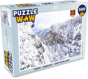 Puzzel - Puzzel 500 stukjes - Trein - Sneeuw - Zwitserland - Legpuzzel