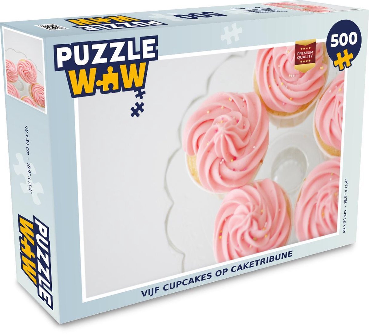 Puzzel 500 stukjes Cupcakes - Vijf cupcakes op caketribune  - PuzzleWow heeft +100000 puzzels