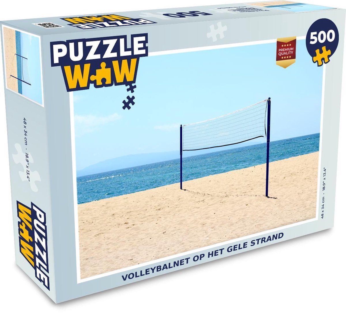 Puzzel Beachvolleybal 500 stukjes - Volleybalnet op het gele strand