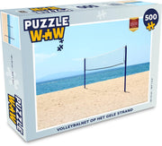 Puzzel Beachvolleybal 500 stukjes - Volleybalnet op het gele strand