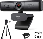 Webcam - 4 MP - Webcam met Microfoon en Tripod! - 2K - 30FPS - 2560x1440 - Webcams - Gaming - Webcam voor PC - Plug&Play - Webcam cover - Laptop Camera - Webcam voor Computer - Windows/IO - Teams - Zoom - USB 2.0 - Werk & thuis