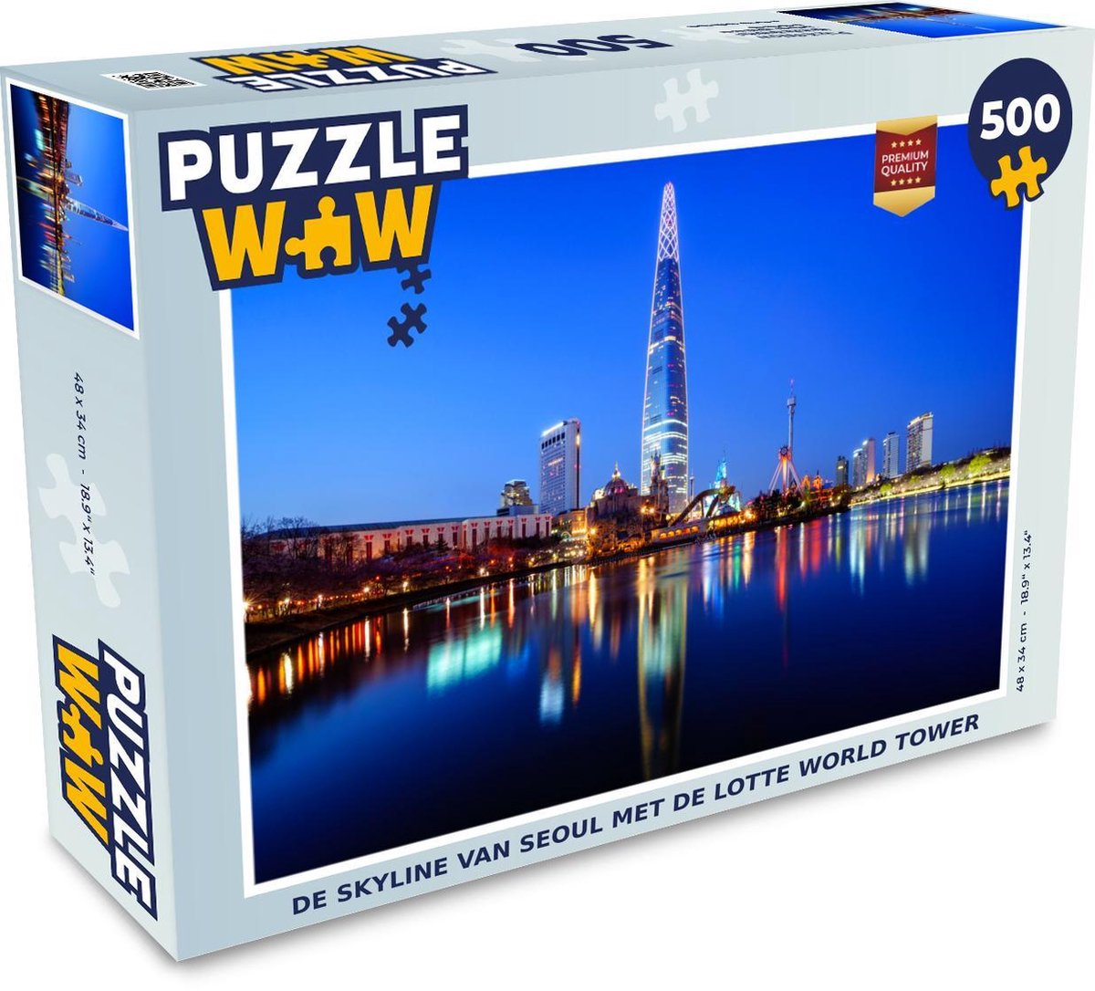 Puzzel 500 stukjes Lotte World Premium Tower - De skyline van Seoul met de Lotte World Tower PuzzleWow heeft +100000 puzzels
