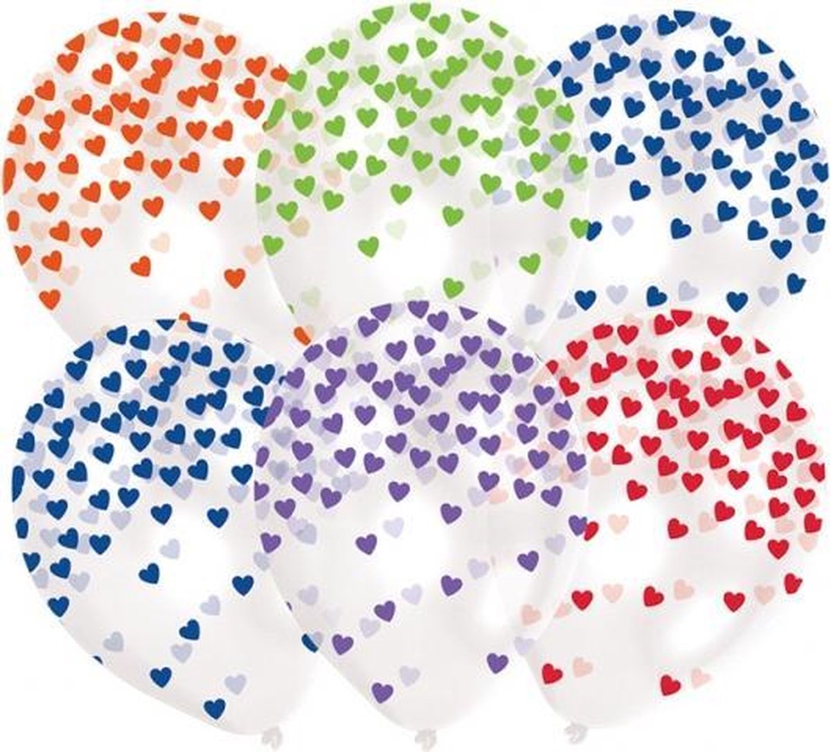 6 Hart Confetti Ballon