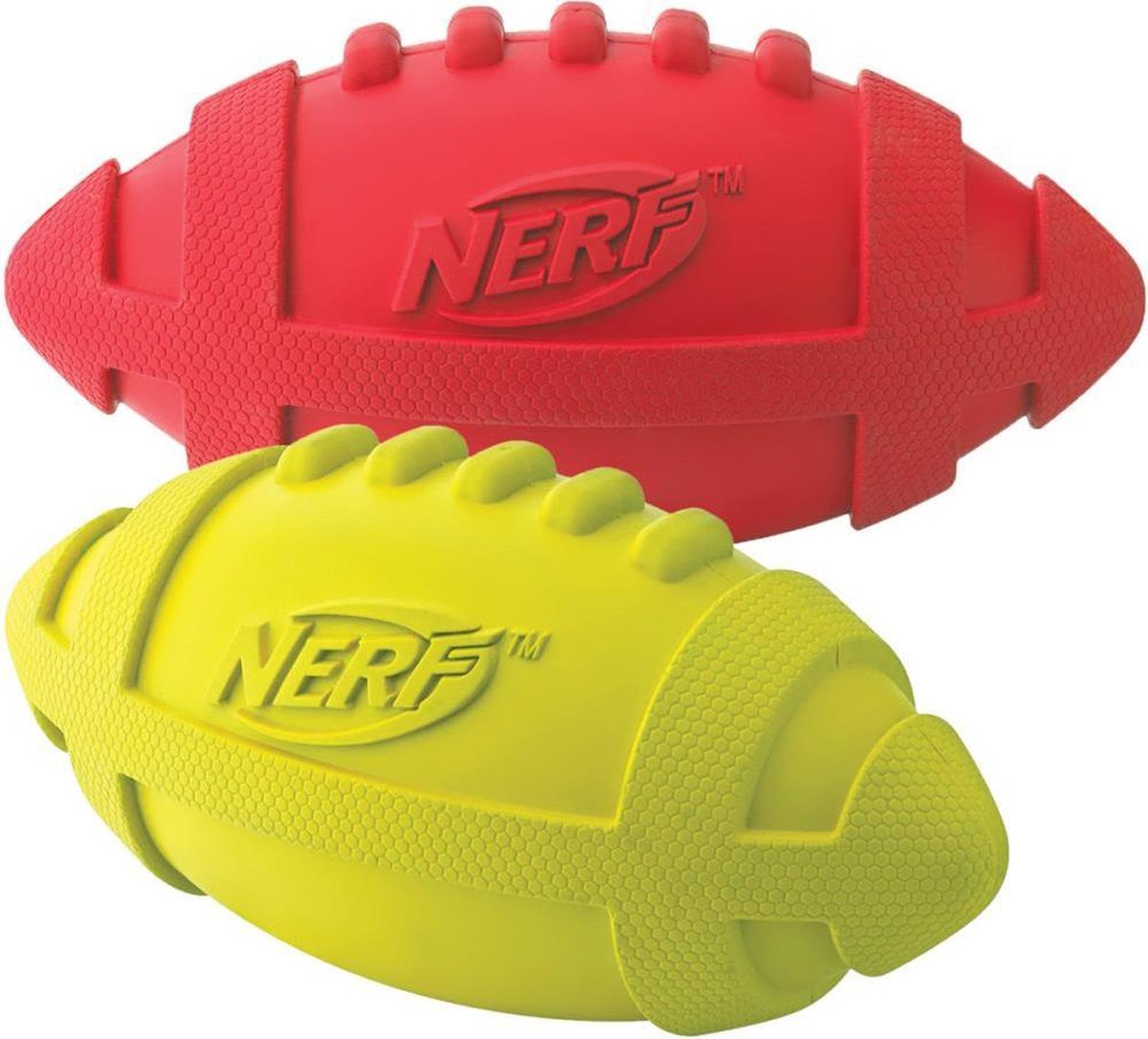 Nerf Squeaker voetbal - 1 stuks - 18cm - Geel of Rood -