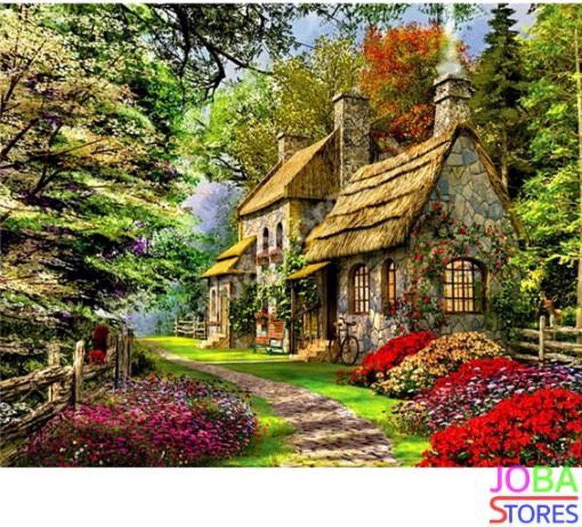 Schilderen op nummer "JobaStores®" Schattig Huisje 40x50cm