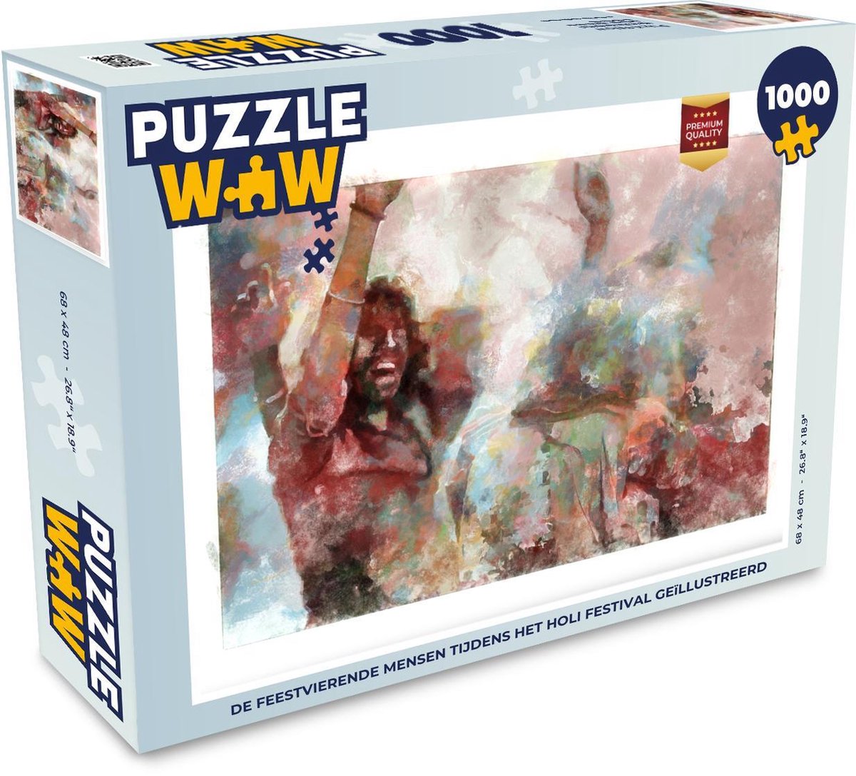 Puzzel 1000 stukjes volwassenen Holi festival illustratie 1000 stukjes - De feestvierende mensen tijdens het Holi festival geïllustreerd  - PuzzleWow heeft +100000 puzzels