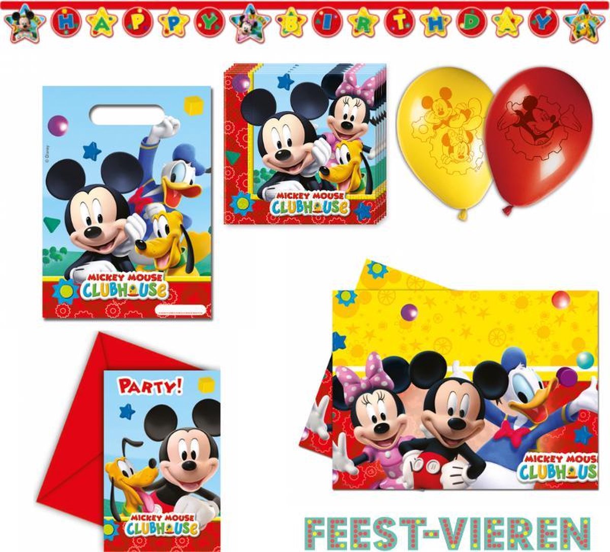 Mickey Mouse verjaardag pakket uitnodigingen
