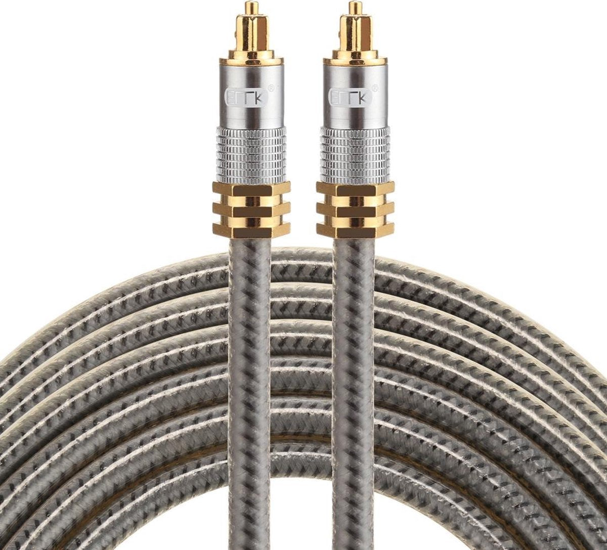 ETK Digital Optical kabel 3 meter / toslink audio male to male / Optische kabel metaal - Grijs