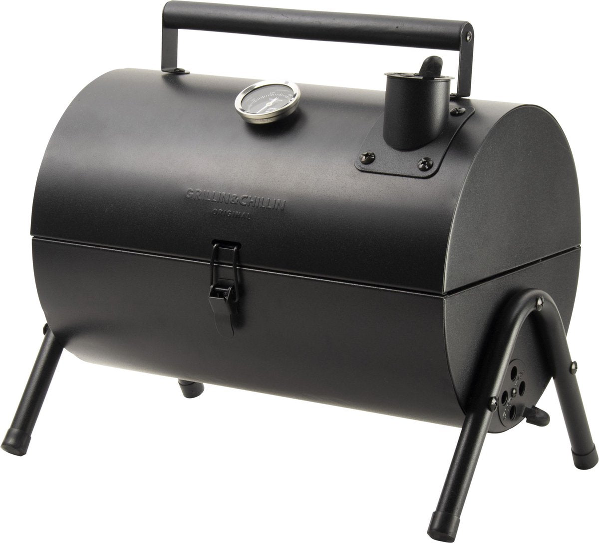 Gusta Barbecue Grill en Smoker - Grilloppervlak (LxB) 22 x 18 cm - Met Thermometer - Zwart
