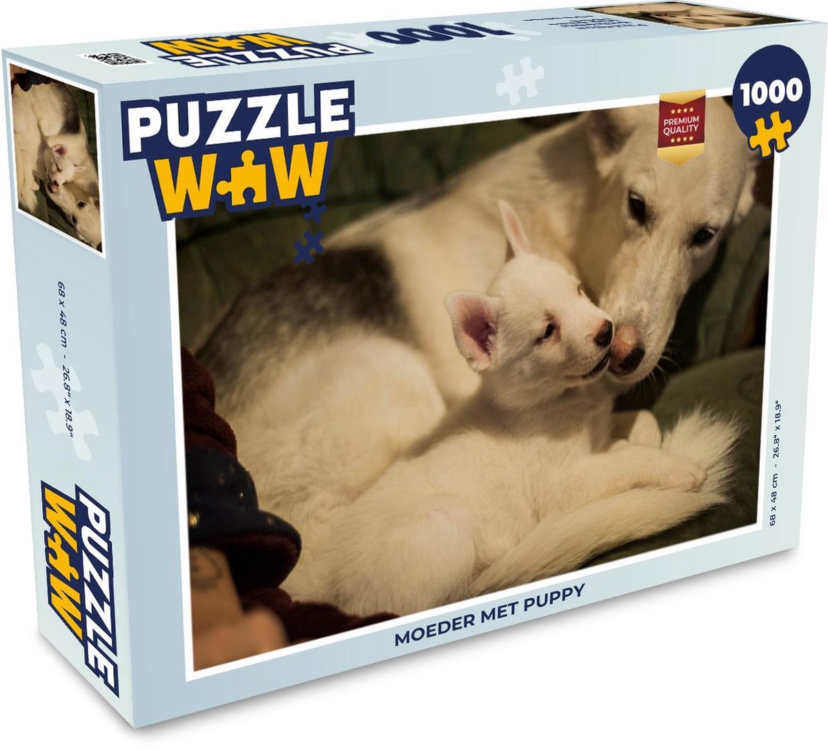 Puzzel 1000 stukjes volwassenen Husky puppy 1000 stukjes - Moeder met puppy  - PuzzleWow heeft +100000 puzzels