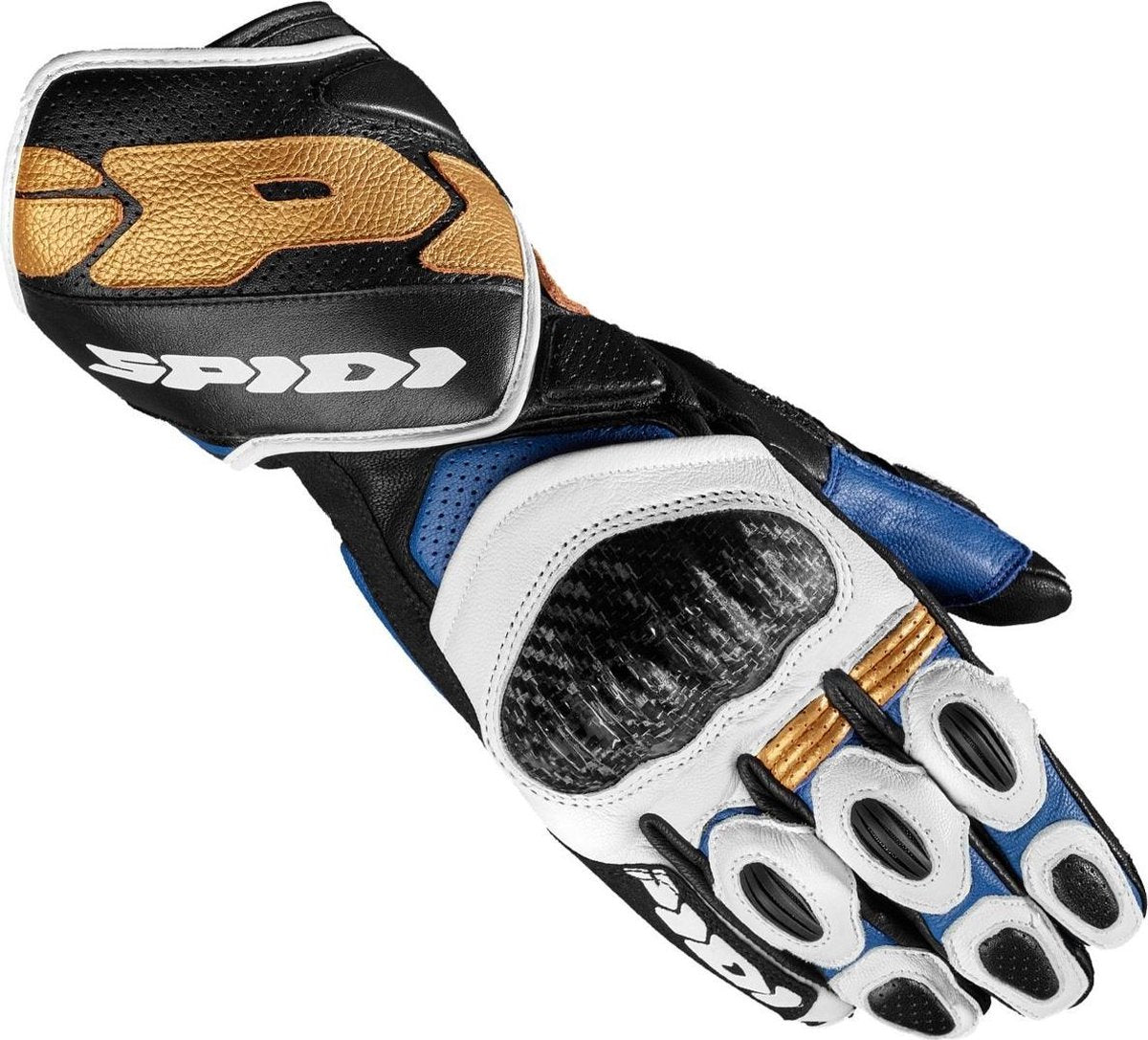 Spidi Carbo 7 Blue Gold Motorcycle Gloves L