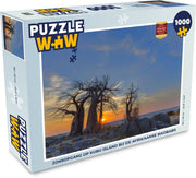 Puzzel Afrikaanse baobabs 1000 stukjes - Zonsopgang op Kubu Island bij de Afrikaanse baobabs