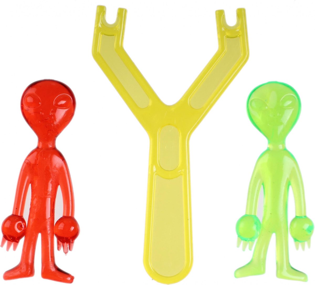 Jonotoys Catapult Met Plak Aliën Siliconen Rood/groen 2 Stuks