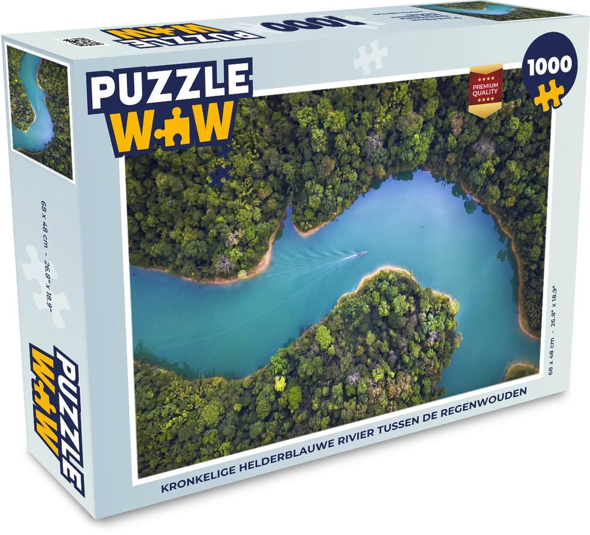 Puzzel 1000 stukjes volwassenen Regenwoud 1000 stukjes - Kronkelige helderblauwe rivier tussen de regenwouden  - PuzzleWow heeft +100000 puzzels