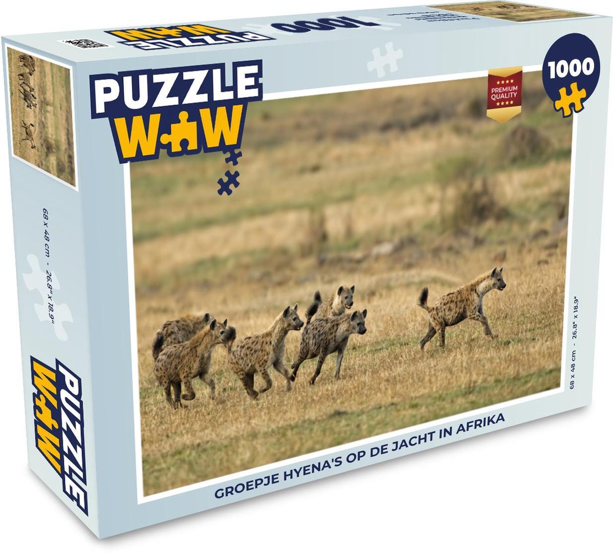 Puzzel 1000 stukjes volwassenen Hyena 1000 stukjes - Groepje Hyena's op de jacht in Afrika  - PuzzleWow heeft +100000 puzzels