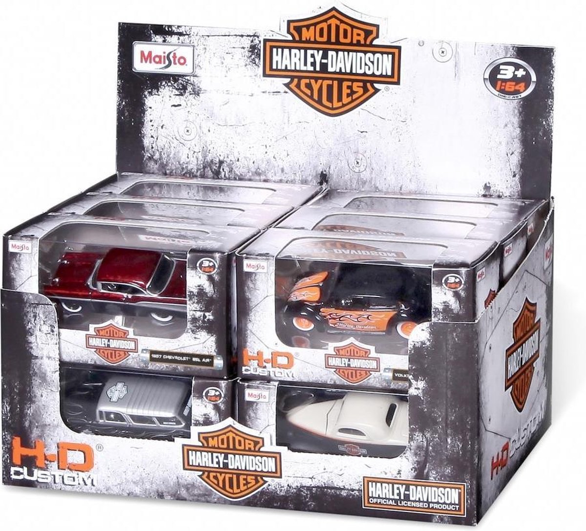 2 stuks Harley Davidson 1:64 H-D Custom Cars