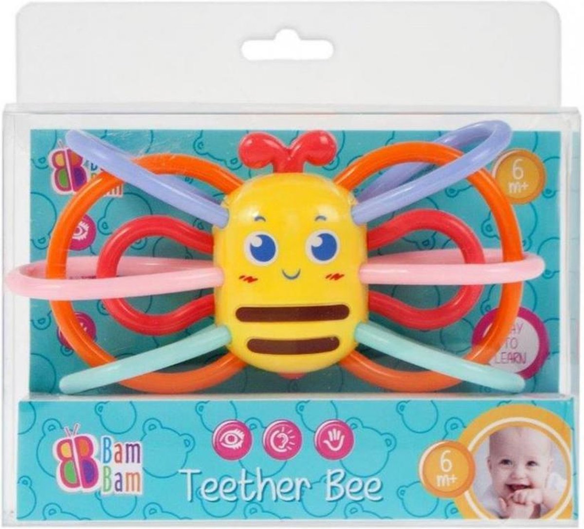 Bam Bam Bijtring Bij - Ontwikkeling Tandjes Bijtspeelgoed - Baby / Peuter gekleurd +6 m