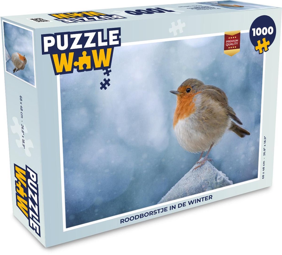 Puzzel 1000 stukjes volwassenen Roodborst 1000 stukjes - Roodborstje in de winter  - PuzzleWow heeft +100000 puzzels