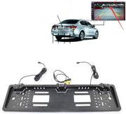 PZ600-L Europa Auto kentekenframe Achteruitkijkcamera Visueel achteruitrijcarkeersysteem met 2 achteruitrijradar detector