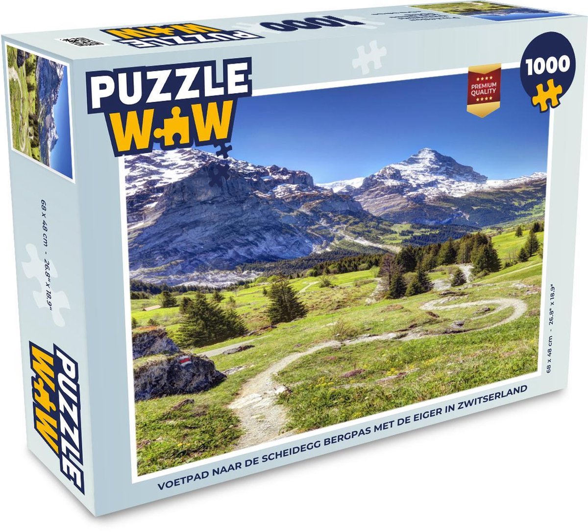 Puzzel 1000 stukjes volwassenen Eiger 1000 stukjes - Voetpad naar de Scheidegg bergpas met de Eiger in Zwitserland  - PuzzleWow heeft +100000 puzzels