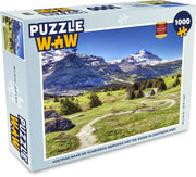Puzzel 1000 stukjes volwassenen Eiger 1000 stukjes - Voetpad naar de Scheidegg bergpas met de Eiger in Zwitserland  - PuzzleWow heeft +100000 puzzels