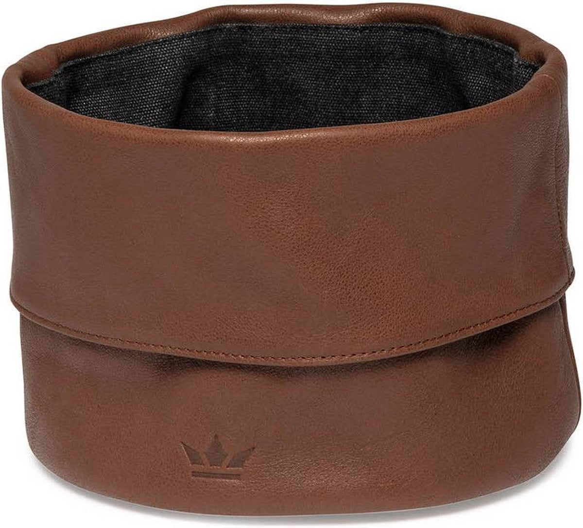 Dutchdeluxes - Broodmand - (Volnerf) Leder - Vintage Cognac - Rond ⌀20 cm x 15 cm