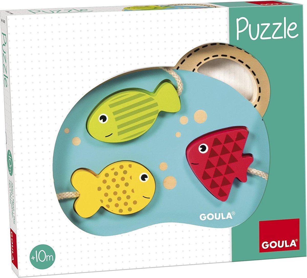 Baby houten puzzel visjes - met handvat