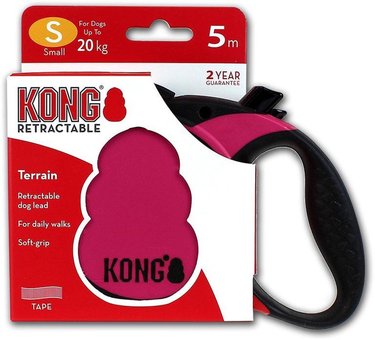 KONG Retractable Leash Terrain - S - Roze