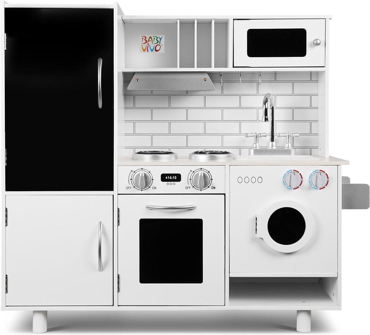 Meubilaire Kinderkeuken - Speelkeuken - Van hout - Met accessoires - Wit/grijs