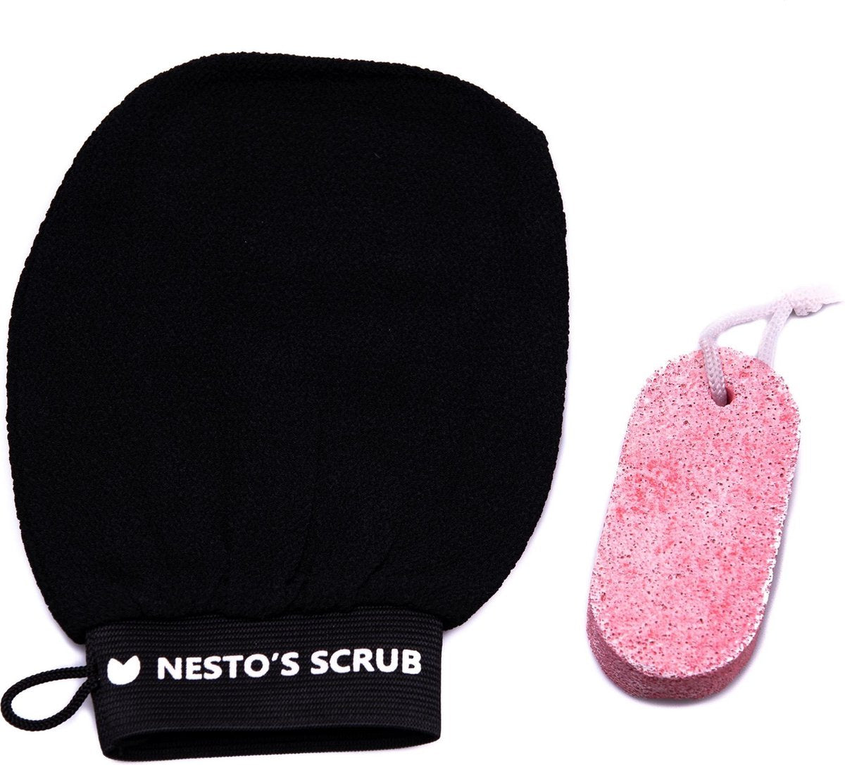 Nesto’s Scrub Handschoen en Puimsteen voor Eelt - Zwart - Kessa - Scrubhandschoen - Lichaam