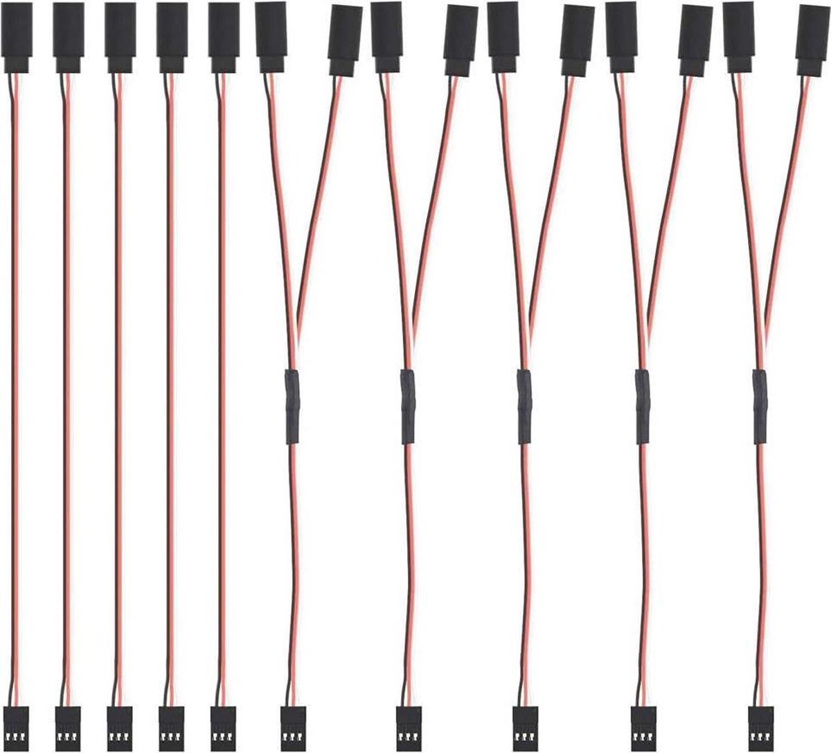 MMOBIEL 10X 5X 3-Pin RC Servo kabel / 5X Servo Y kabel voor RC Drone