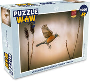 Puzzel 1000 stukjes volwassenen Roodborst 1000 stukjes - Vliegende roodborst tussen takken  - PuzzleWow heeft +100000 puzzels