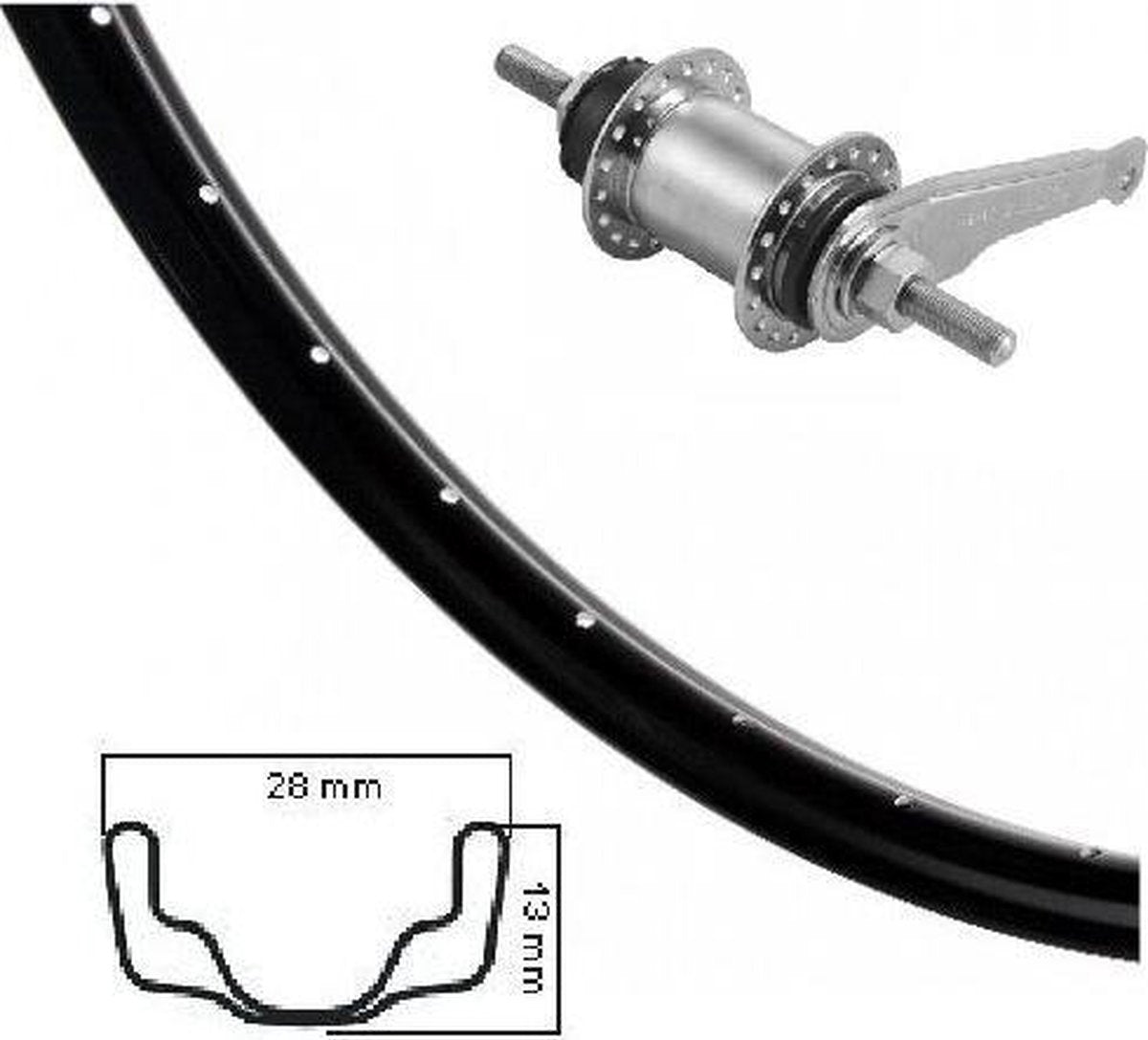 Kgs achterwiel 28x11/2 etrto 635 zwart shimano remnaaf rvs spaken