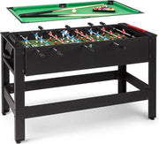 Klarfit Spin 2-in-1 speeltafel biljart tafelvoetbal 180° draaibaar speelaccessoires zwart
