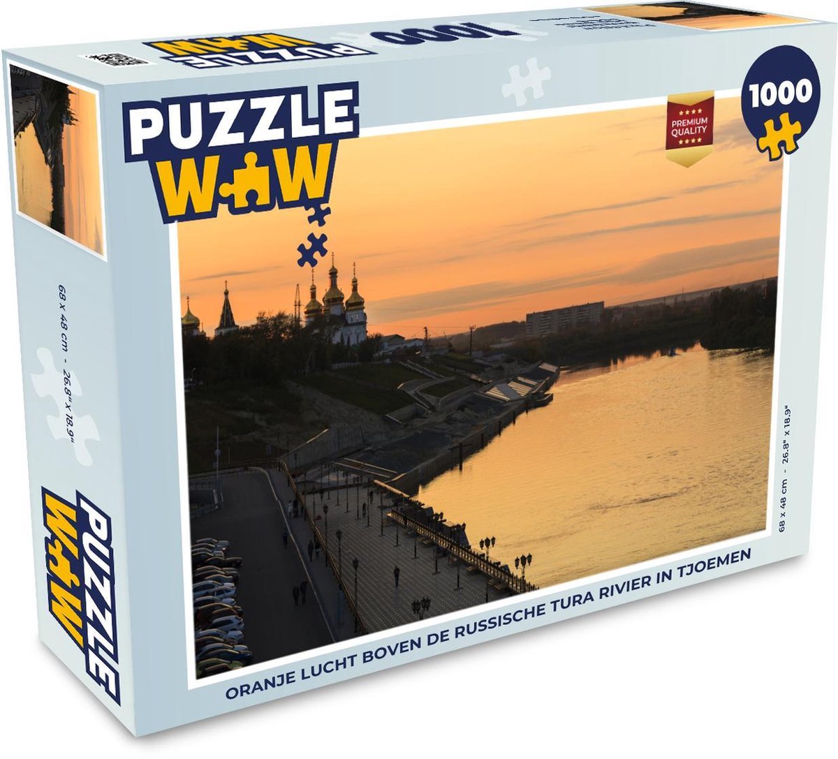 Puzzel 1000 stukjes volwassenen Tyumen 1000 stukjes - Oranje lucht boven de Russische Tura rivier in Tjoemen  - PuzzleWow heeft +100000 puzzels