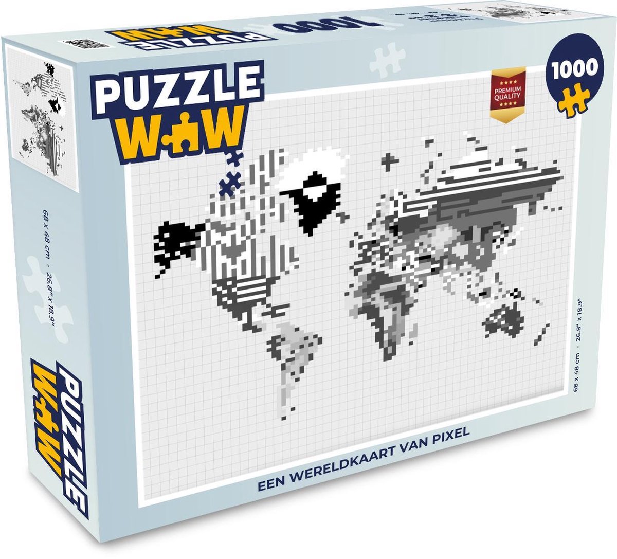 Puzzel 1000 stukjes volwassenen Trendy wereldkaarten 1000 stukjes - Een wereldkaart van pixel  - PuzzleWow heeft +100000 puzzels
