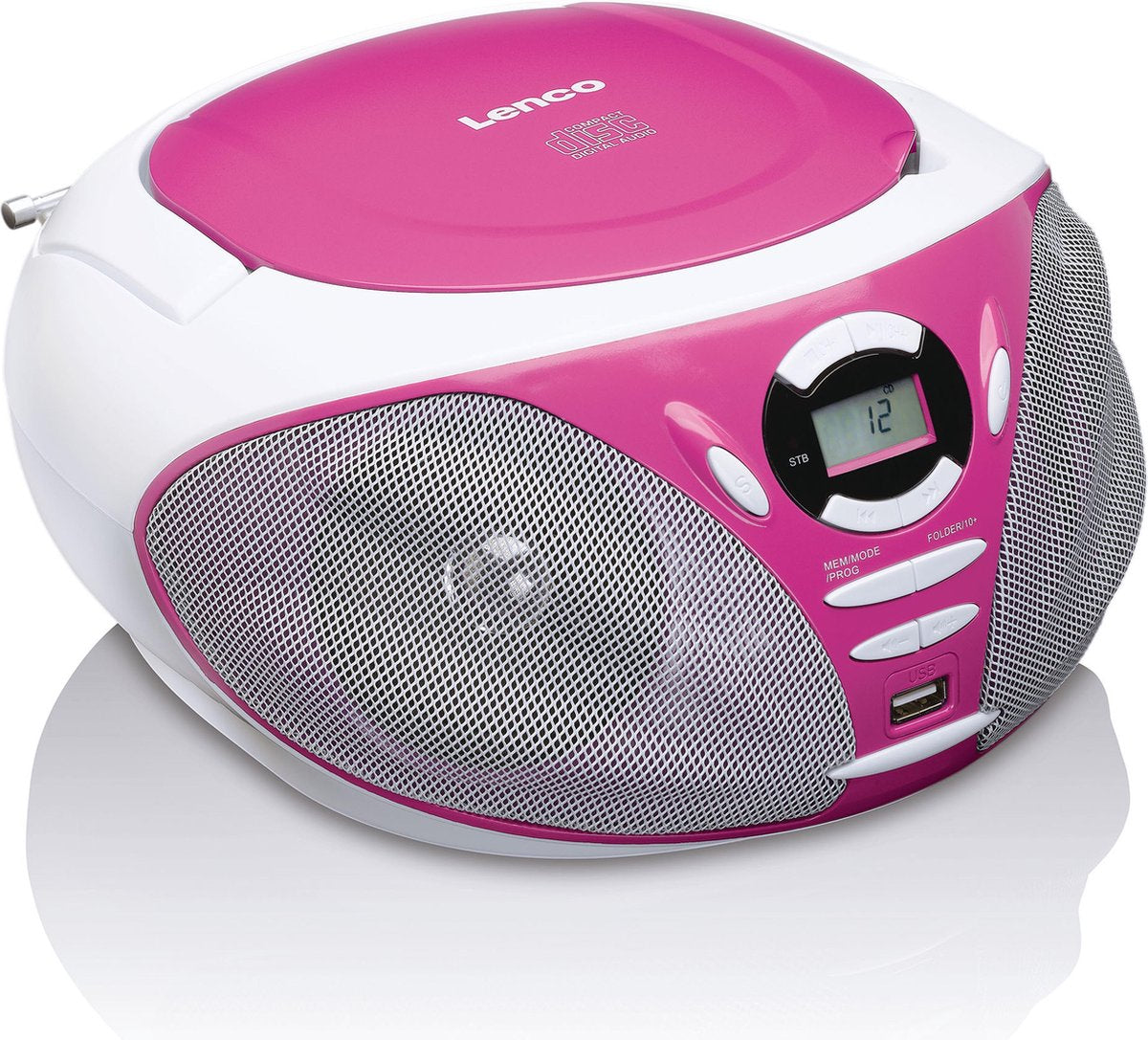 Lenco SCD-300PK - Radio CD-speler met AUX-aansluiting - Roze