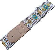 Professionele Verstelbare Stevige Gitaarband - Gitaarbanden - Guitar strap Band - Luxe Gitaarriem - Gitaar Riem - Bas Elektrische Akoestische Klassieke Gitaar - Verstelbaar - 100% Katoen - Inclusief Drie Plectrums - WIT