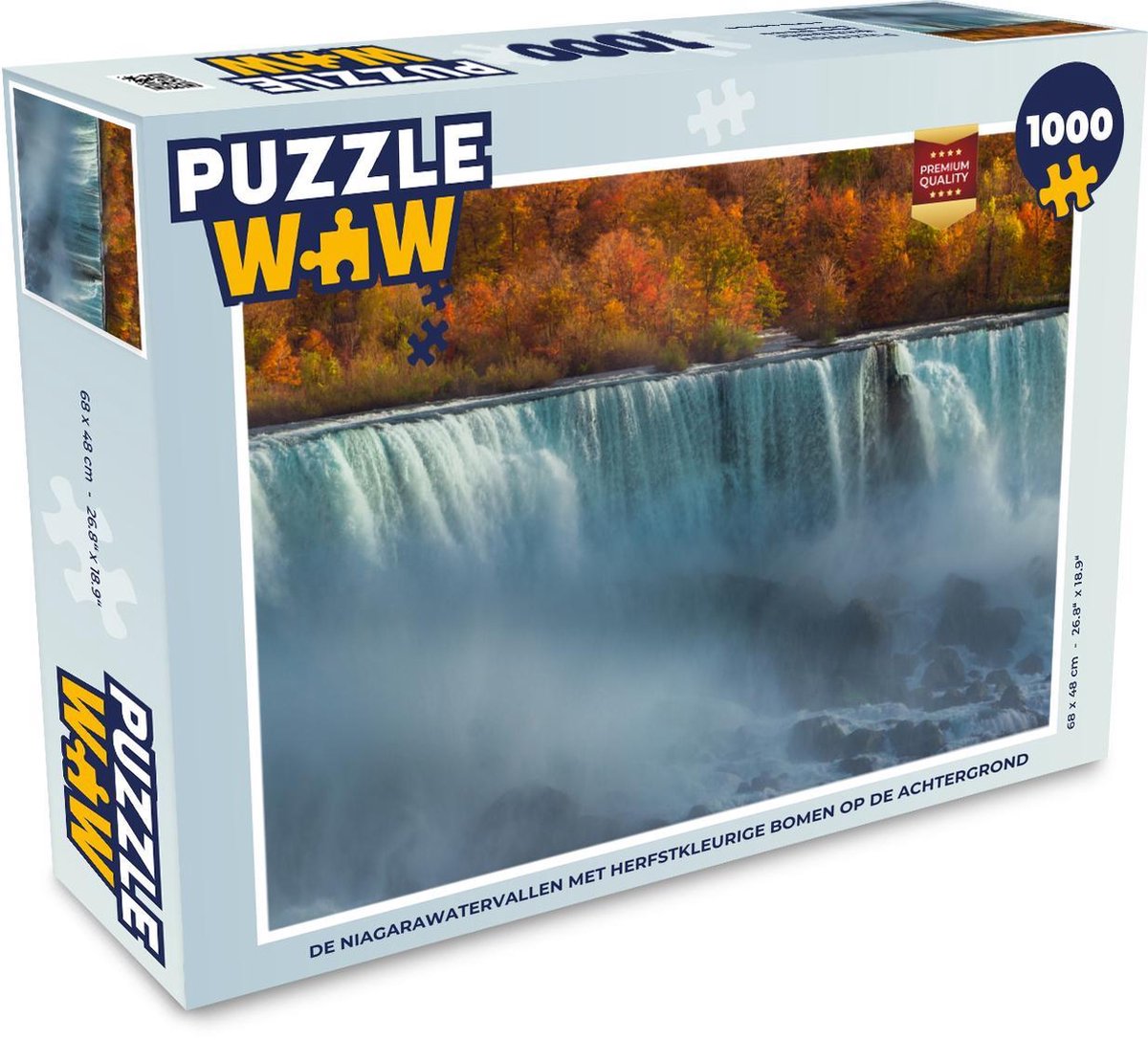 Puzzel 1000 stukjes volwassenen Niagarawatervallen 1000 stukjes - De Niagarawatervallen met herfstkleurige bomen op de achtergrond  - PuzzleWow heeft +100000 puzzels