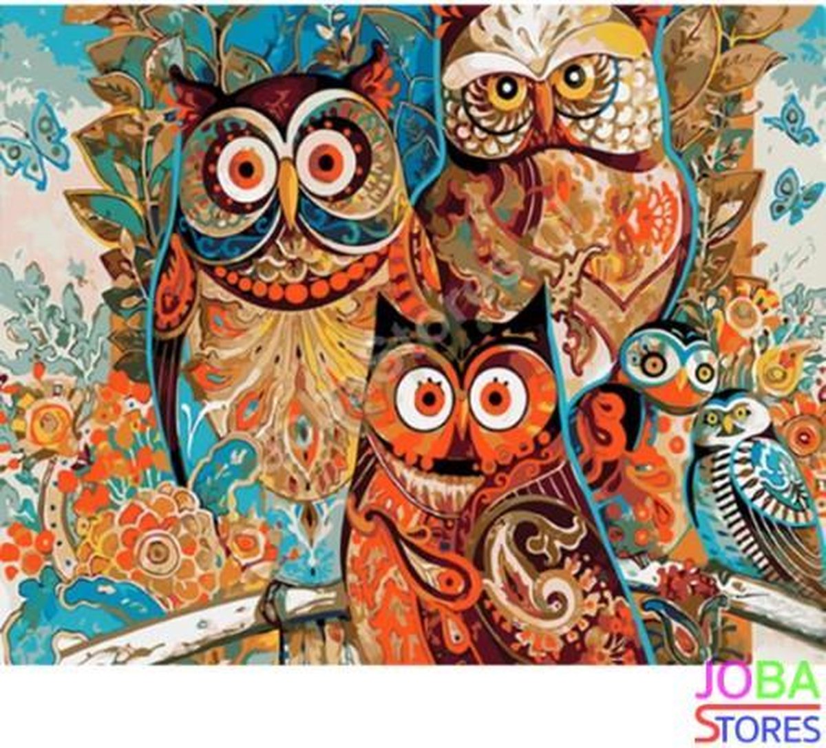 Schilderen op nummer "JobaStores®" Uilen 40x50cm