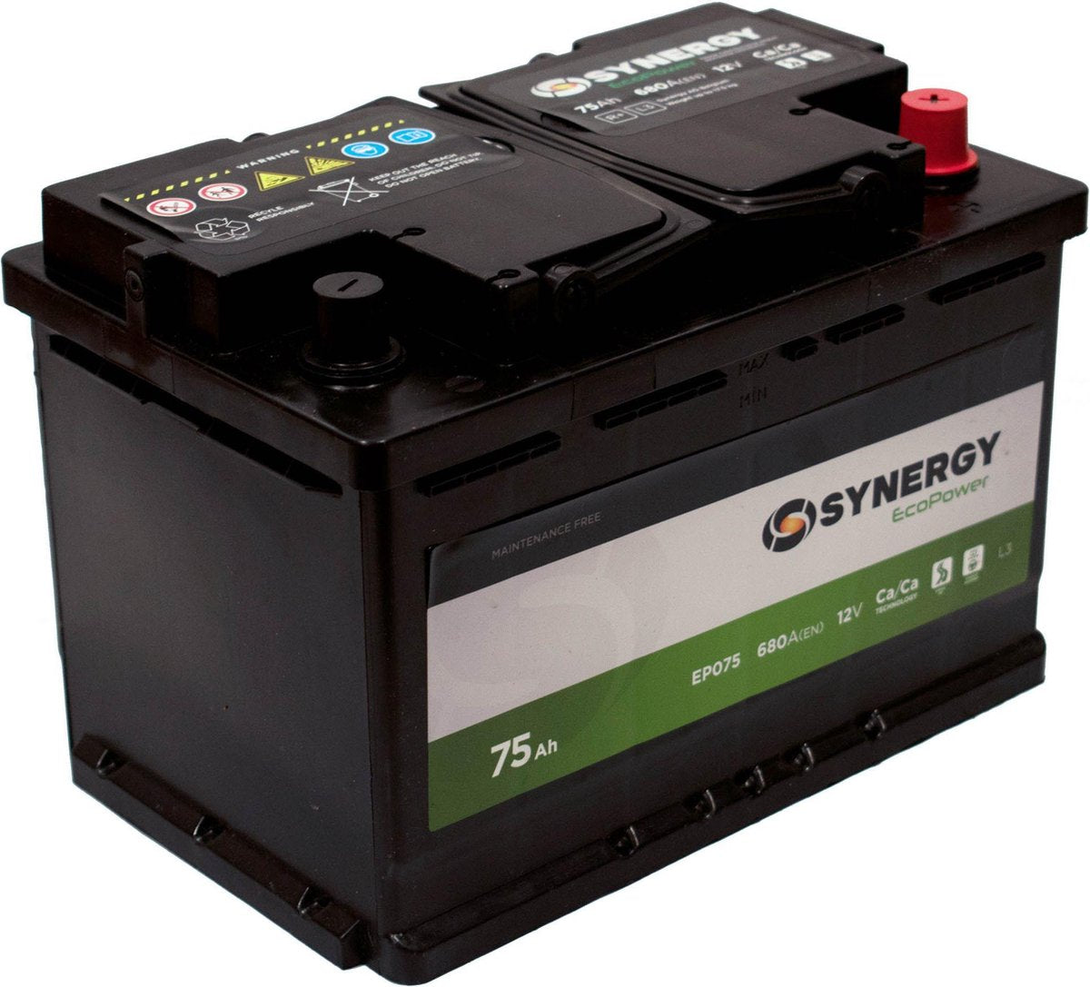 SYNERGY EcoPower 75Ah 680A 12V R+ - Accu - Loodaccu Startaccu Autobatterij Batterie de Voiture Car Battery Akku