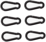 6x stuks karabijnhaak / karabijnhaken zwart gelakt staal 5 cm - snaphooks/ carabiners