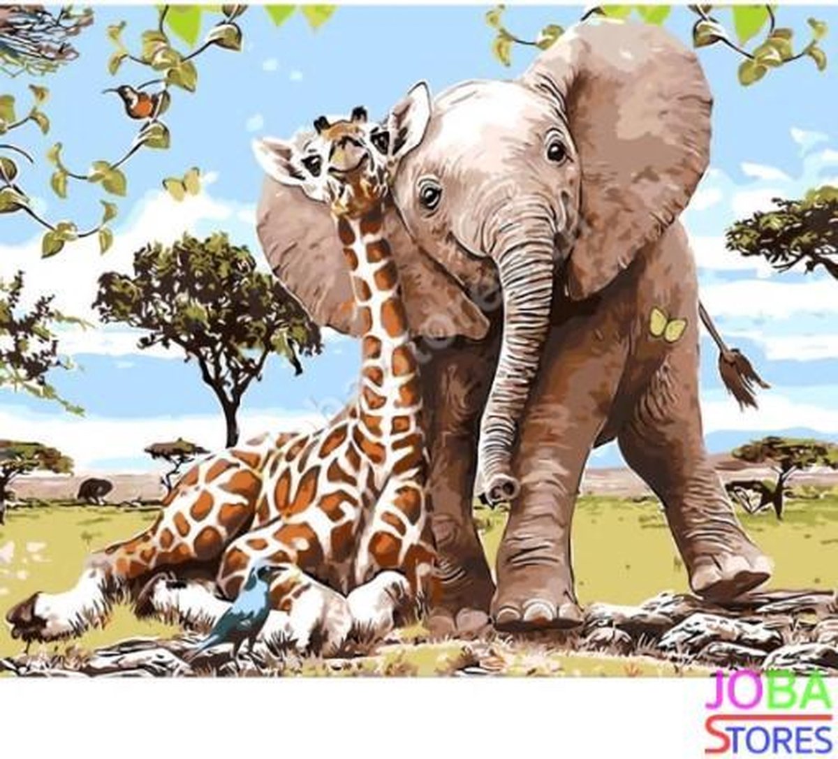 Schilderen op nummer Volwassenen "JobaStores®" Olifant & Giraf 40x50cm