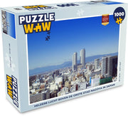 Puzzel 1000 stukjes volwassenen Nagoya 1000 stukjes - Heldere lucht boven de grote stad Nagoya in Japan  - PuzzleWow heeft +100000 puzzels