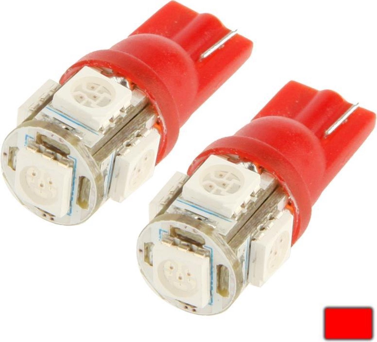T10 Rood 5 LED 5050 SMD Autosignaal gloeilamp (per paar) (rood)