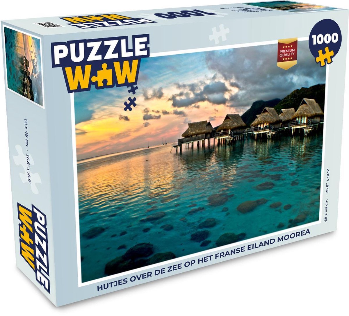 Puzzel 1000 stukjes volwassenen Mo'orea 1000 stukjes - Hutjes over de zee op het Franse eiland Moorea  - PuzzleWow heeft +100000 puzzels