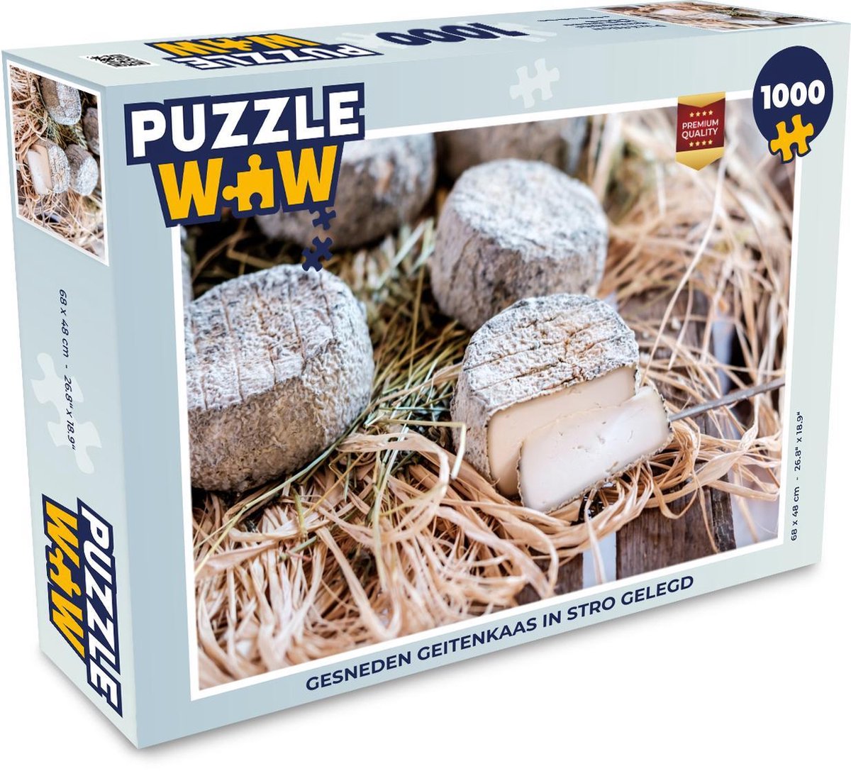 Puzzel 1000 stukjes volwassenen Geiten kaas 1000 stukjes - Gesneden geitenkaas in stro gelegd  - PuzzleWow heeft +100000 puzzels